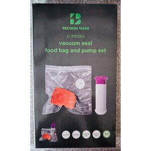 Vacuum Seal Bag & Pump Set 21-Pcs Manual Pump Assorted Sizes Reusable Bags